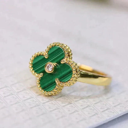 [Eterna Jewels]CLOVER MALACHITE RING GOLD DIAMOND