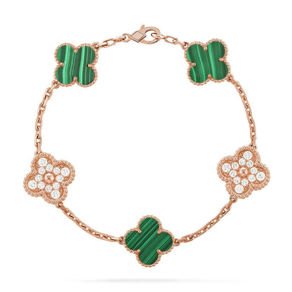 [Eterna Jewels] CLOVER 5 MOTIF MALACHITE BRACELET COLLECTION