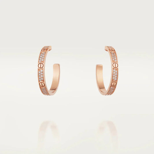 [Eterna Jewels]LOVE DIAMOND PINK GOLD HOOP EARRINGS