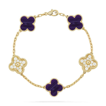 [Eterna Jewels]CLOVER 5 MOTIF PURPLE STRIPES BRACELET COLLECTION
