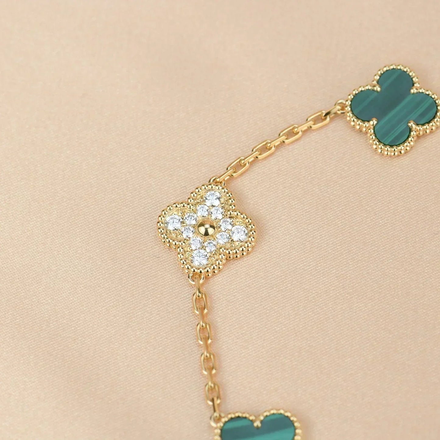 [Eterna Jewels] CLOVER 5 MOTIF MALACHITE BRACELET COLLECTION