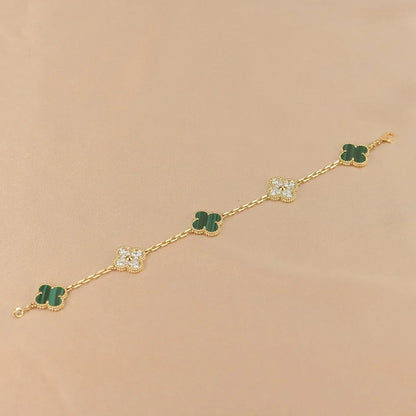 [Eterna Jewels] CLOVER 5 MOTIF MALACHITE BRACELET COLLECTION