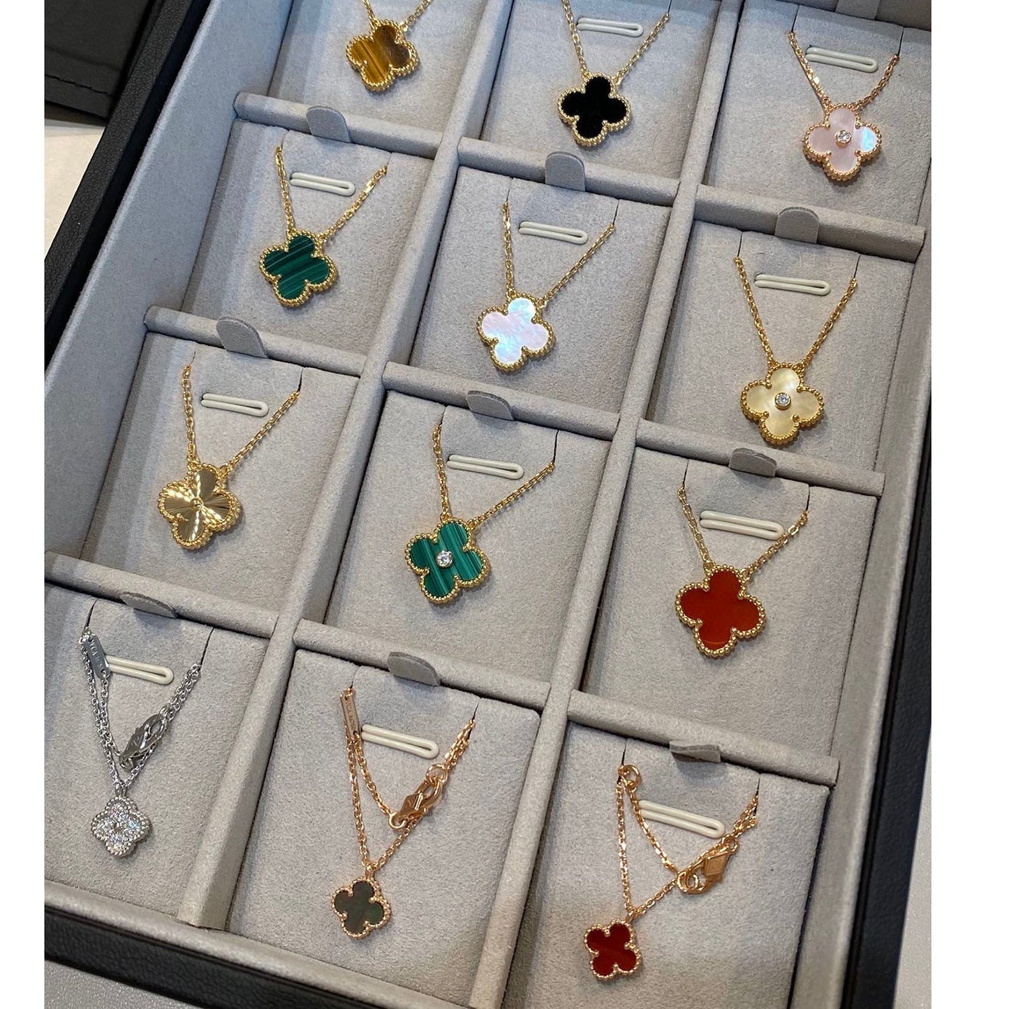 [Eterna Jewels]CLOVER 15MM MALACHITE SINGLE FLOWER  NECKLACE