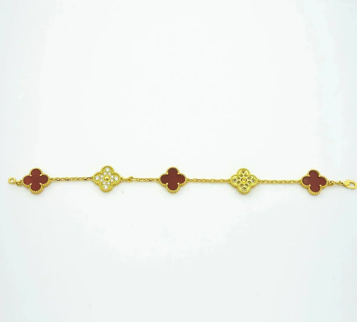 [Eterna Jewels] CLOVER 5 MOTIF RED CORNELIAN BRACELET COLLECTION
