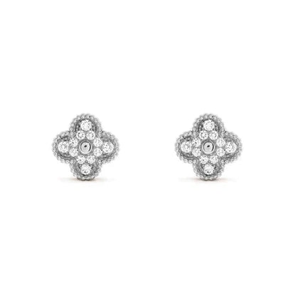 [Eterna Jewels]CLOVER 1 MOTIFS DIAMOND STUD EARRINGS SILVER