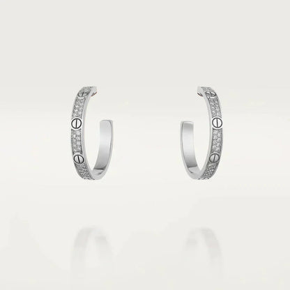 [Eterna Jewels]LOVE DIAMOND SILVER HOOP EARRINGS